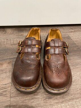 VTG 90s Made in England Dr. Doc Martens Mary Janes 8065 Brown UK 4 US 6